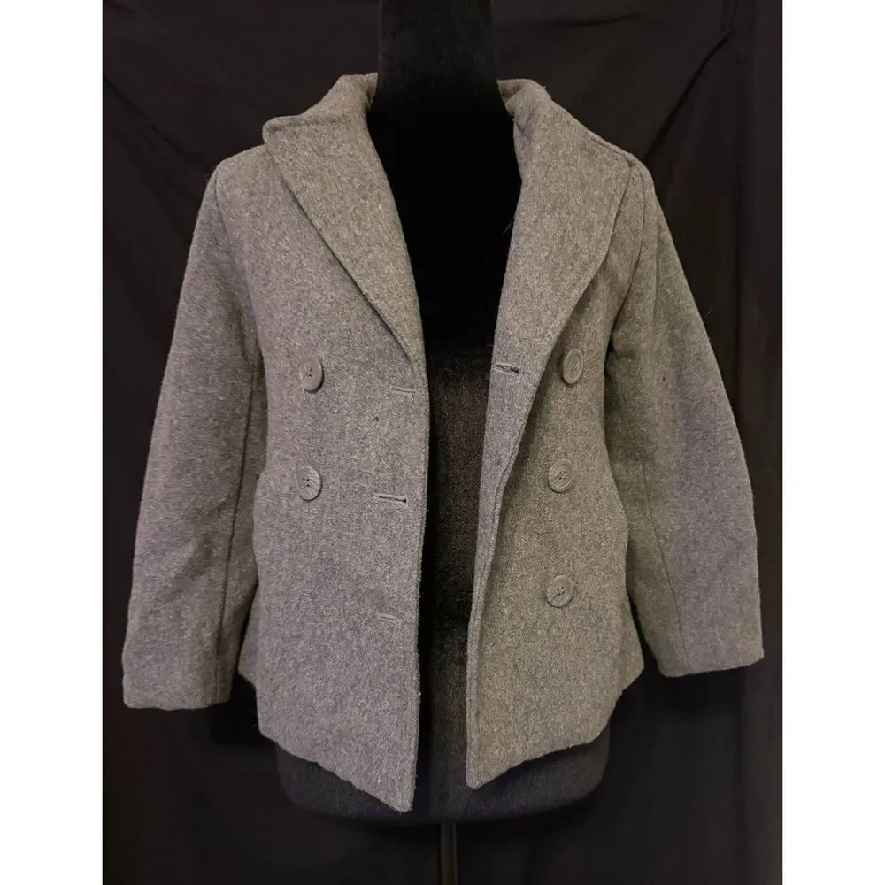 #158 - Old Navy Girls Gray Peacoat Coat – Size Medium (8)